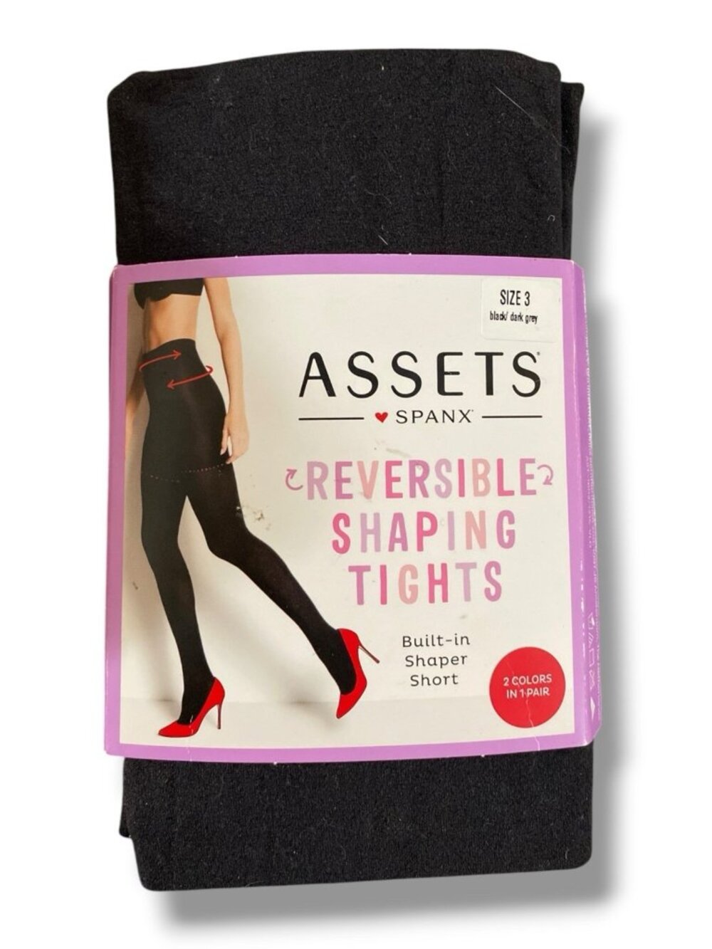 Assets Spanx Shaping Tights Women's Built-in Shaper Short, Reversible Size 3